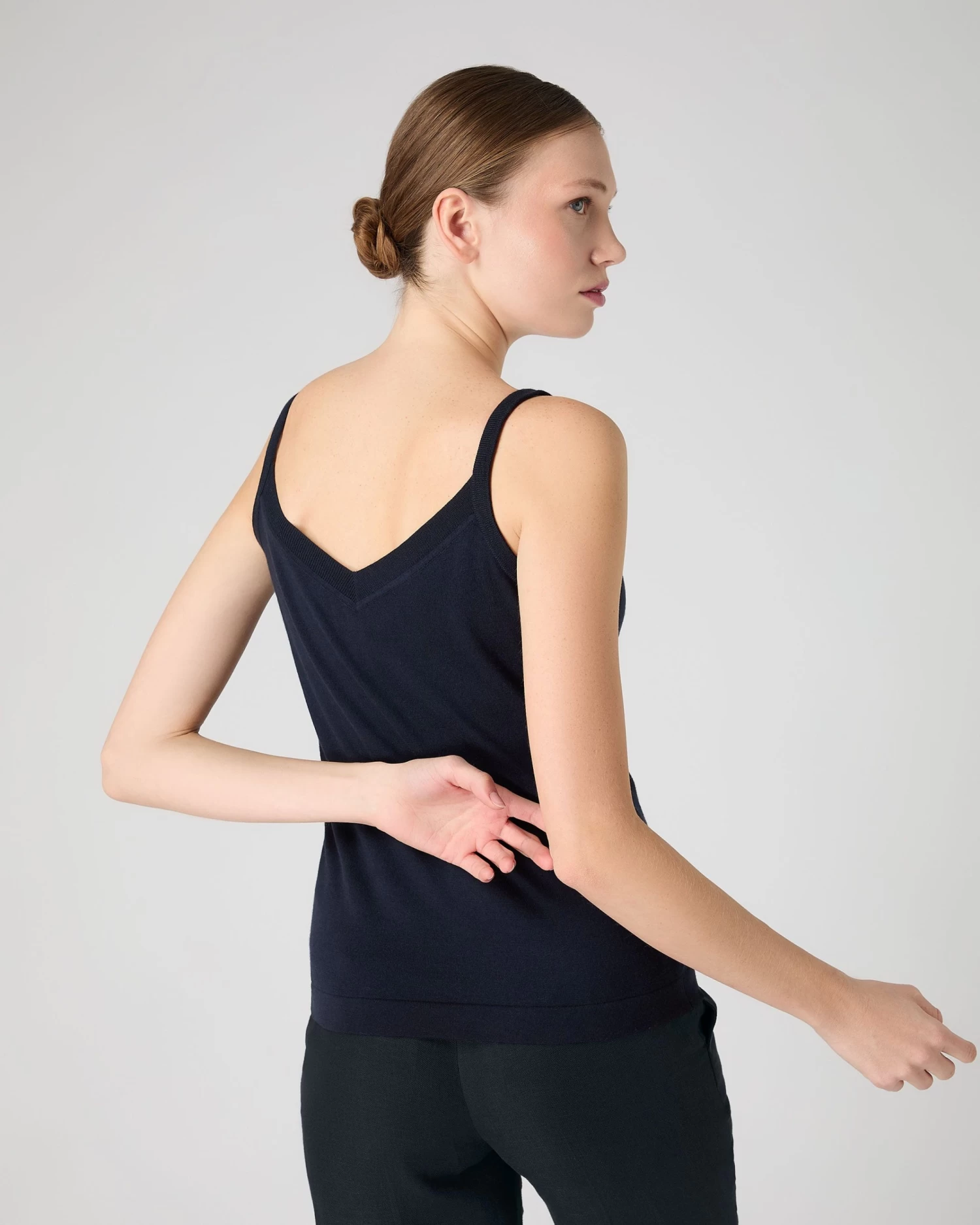 Women's Cotton Cashmere Camisole Navy Blue 6 Women's Cotton Cashmere Camisole Navy Blue - Image 4