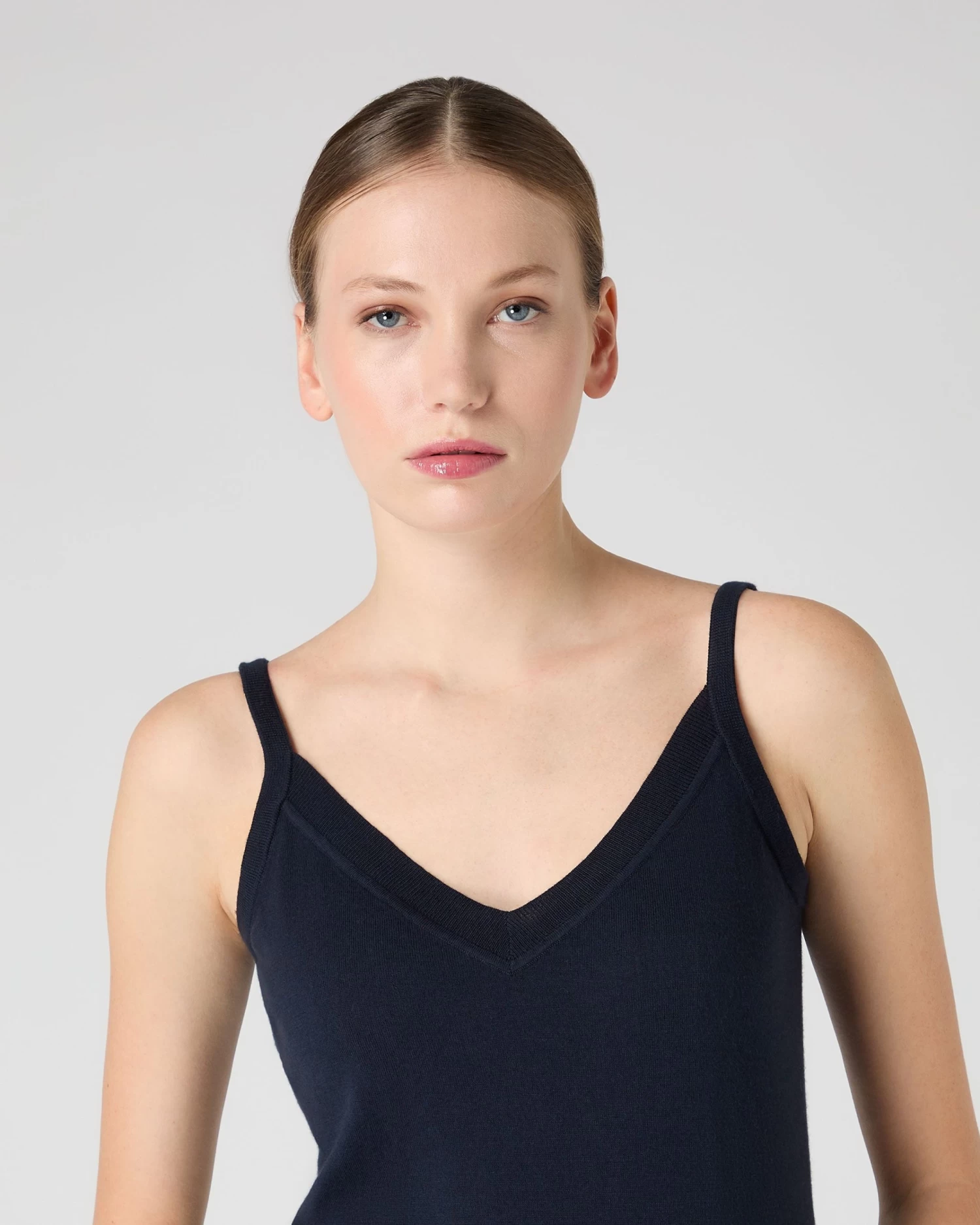 Women's Cotton Cashmere Camisole Navy Blue 7 Women's Cotton Cashmere Camisole Navy Blue - Image 5