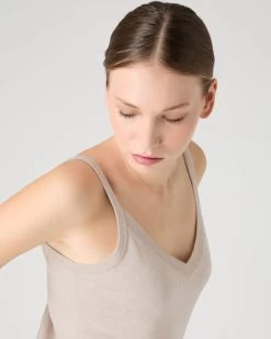 Women's Cotton Cashmere Camisole Sandstone Brown -Cozy Fashion Shop SS24 NPW109123 S44 5