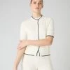 Women's Cotton Cashmere Short Sleeve Cardigan New Ivory White -Cozy Fashion Shop SS24 NPW109124 N37 1
