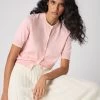 Women's Cotton Cashmere Short Sleeve Cardigan Spring Pink -Cozy Fashion Shop SS24 NPW109124 SPN 1