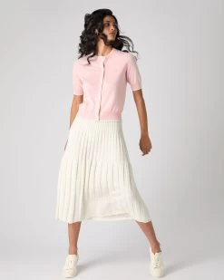 Women's Cotton Cashmere Short Sleeve Cardigan Spring Pink -Cozy Fashion Shop SS24 NPW109124 SPN 3op