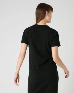 Women's Lottie Cashmere T-Shirt Black -Cozy Fashion Shop SS24 NPW109132 B50 4