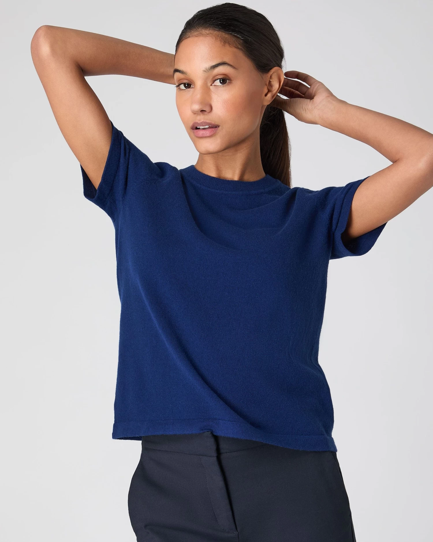 Women's Lottie Cashmere T-Shirt French Blue 3 Women's Lottie Cashmere T-Shirt French Blue