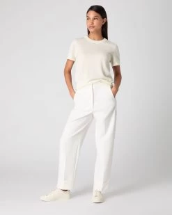 Women's Lottie Cashmere T-Shirt New Ivory White 9 Women's Lottie Cashmere T-Shirt New Ivory White -Cozy Fashion Shop SS24 NPW109132 N68 3