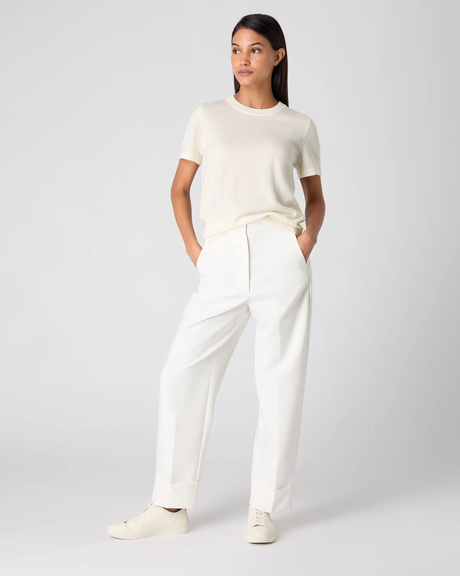 Women's Lottie Cashmere T-Shirt New Ivory White 5 Women's Lottie Cashmere T-Shirt New Ivory White - Image 3