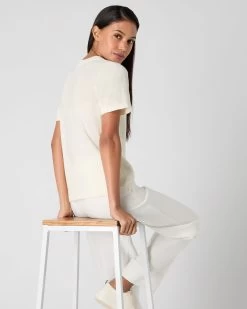 Women's Lottie Cashmere T-Shirt New Ivory White 10 Women's Lottie Cashmere T-Shirt New Ivory White -Cozy Fashion Shop SS24 NPW109132 N68 4