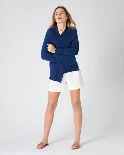 Women's Erin Oversized Cashmere Cardigan French Blue -Cozy Fashion Shop SS24 NPW109135 F71 3 op