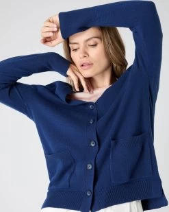 Women's Erin Oversized Cashmere Cardigan French Blue -Cozy Fashion Shop SS24 NPW109135 F71 5