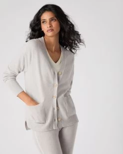 Women's Erin Oversized Cashmere Cardigan Pebble Grey