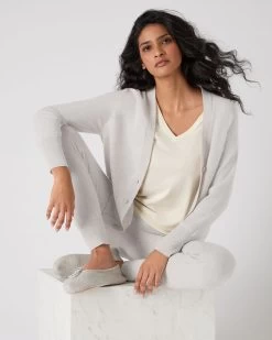 Women's Erin Oversized Cashmere Cardigan Pebble Grey -Cozy Fashion Shop SS24 NPW109135 PBG 3op