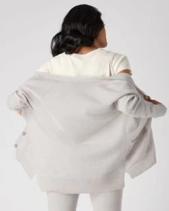 Women's Erin Oversized Cashmere Cardigan Pebble Grey -Cozy Fashion Shop SS24 NPW109135 PBG 4