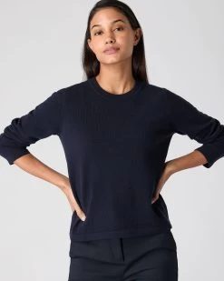 Women's Hallie Round Neck Cashmere Jumper Navy Blue
