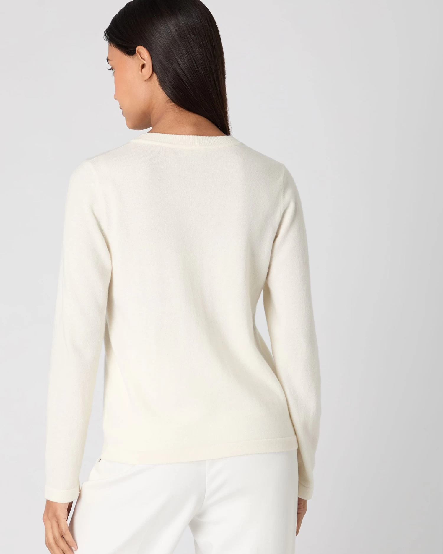Women's Hallie Round Neck Cashmere Jumper New Ivory White 6 Women's Hallie Round Neck Cashmere Jumper New Ivory White - Image 4
