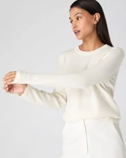 Women's Hallie Round Neck Cashmere Jumper New Ivory White 11 Women's Hallie Round Neck Cashmere Jumper New Ivory White -Cozy Fashion Shop SS24 NPW109138 N68 5