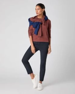 Women's Hallie Round Neck Cashmere Jumper Terracotta Brown -Cozy Fashion Shop SS24 NPW109138 T18 3