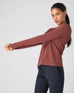 Women's Hallie Round Neck Cashmere Jumper Terracotta Brown -Cozy Fashion Shop SS24 NPW109138 T18 5