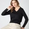 Women's Superfine Cashmere V Neck Jumper Black -Cozy Fashion Shop SS24 NPW109189 BLK 1