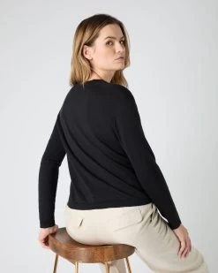 Women's Superfine Cashmere V Neck Jumper Black -Cozy Fashion Shop SS24 NPW109189 BLK 4