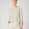 Women's Superfine Cashmere V Neck Jumper Sandstone Brown