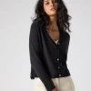 Women's Superfine Cashmere V Neck Cardigan Black -Cozy Fashion Shop SS24 NPW109192 BLK 1