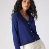 Women's Superfine Cashmere V Neck Cardigan Indigo Blue 1 Women's Superfine Cashmere V Neck Cardigan Indigo Blue -Cozy Fashion Shop SS24 NPW109192 I05 1