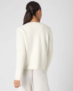 Women's Milano Cashmere Jacket New Ivory White -Cozy Fashion Shop SS24 NPW109216 N68 4
