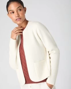 Women's Milano Cashmere Jacket New Ivory White -Cozy Fashion Shop SS24 NPW109216 N68 5