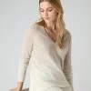 Women's Dip Dye V Neck Cashmere Jumper Almond White 1 Women's Dip Dye V Neck Cashmere Jumper Almond White -Cozy Fashion Shop SS24 NPW109220 ALN 1