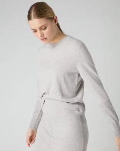 Women's Relaxed Round Neck Cashmere Jumper Pebble Grey