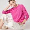 Women's Relaxed Round Neck Cashmere Jumper Vibrant Pink 2 Women's Relaxed Round Neck Cashmere Jumper Vibrant Pink -Cozy Fashion Shop SS24 NPW109222 VPO 1