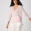 Women's Longline V Neck Cashmere Jumper Quartz Pink