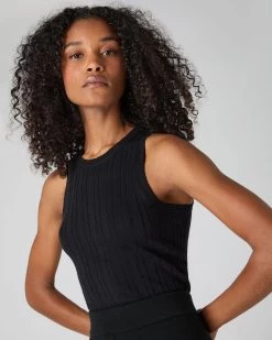 Women's Cotton Cashmere Silk Tank Top Black -Cozy Fashion Shop SS24 NPW109243 BLK 5