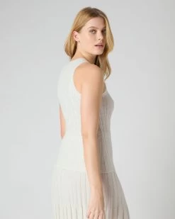 Women's Cotton Cashmere Silk Tank Top New Ivory White -Cozy Fashion Shop SS24 NPW109243 NIV 4