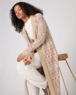 Women's Jacquard Knit Silk Cashmere Cardigan Multi