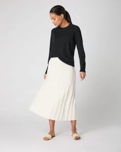 Women's Cashmere Ribbed Skirt New Ivory White -Cozy Fashion Shop SS24 NPW109246 N68 3