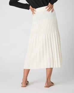 Women's Cashmere Ribbed Skirt New Ivory White -Cozy Fashion Shop SS24 NPW109246 N68 4