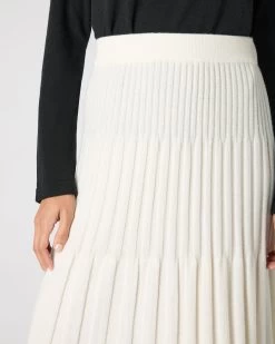 Women's Cashmere Ribbed Skirt New Ivory White -Cozy Fashion Shop SS24 NPW109246 N68 5
