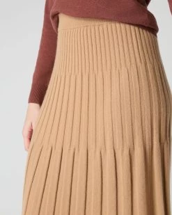 Women's Cashmere Ribbed Skirt Sahara Brown -Cozy Fashion Shop SS24 NPW109246 S55 5