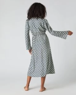 Women's Printed Silk Cashmere Dress French Blue PRE-ORDER -Cozy Fashion Shop SS24 NPW109263P F72 4
