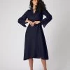 Women's Silk Cashmere Dress Navy Blue PRE-ORDER -Cozy Fashion Shop SS24 NPW109263 NVY 1