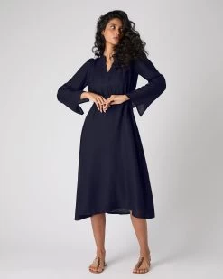 Women's Silk Cashmere Dress Navy Blue PRE-ORDER