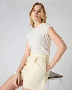 Women's Cotton Cashmere Silk Top New Ivory White