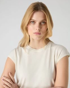 Women's Cotton Cashmere Silk Top New Ivory White -Cozy Fashion Shop SS24 NPW109265 NIV 5