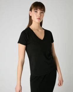 Women's Cotton Cashmere Silk T-Shirt Black