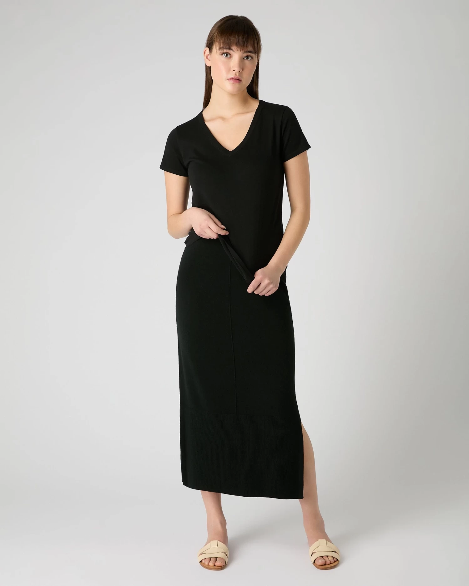 Women's Cotton Cashmere Silk T-Shirt Black 5 Women's Cotton Cashmere Silk T-Shirt Black - Image 3