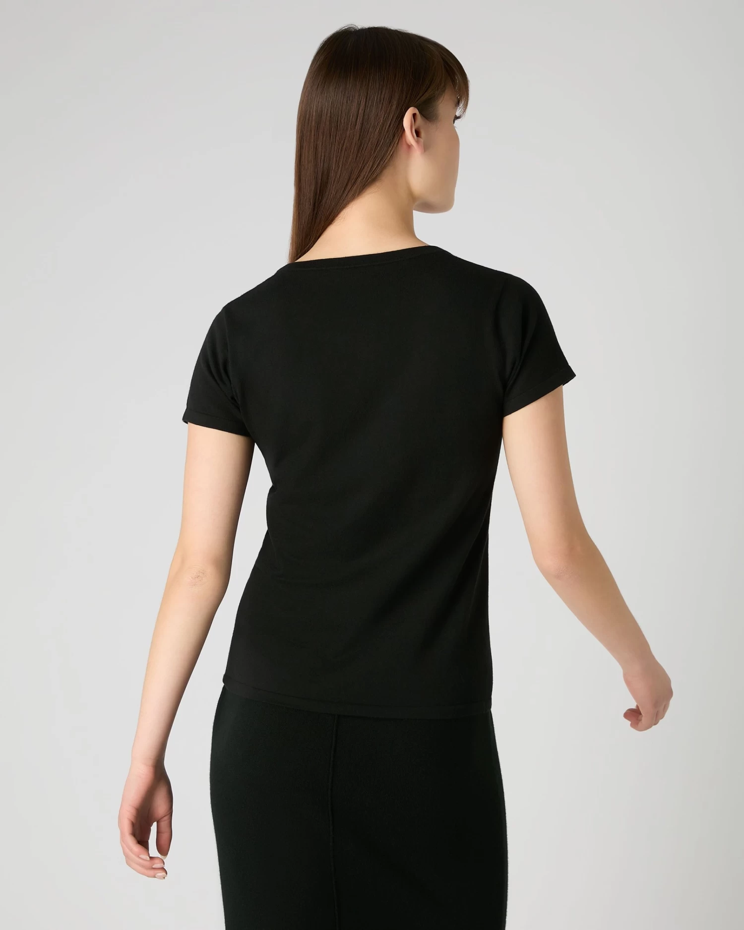 Women's Cotton Cashmere Silk T-Shirt Black 6 Women's Cotton Cashmere Silk T-Shirt Black - Image 4