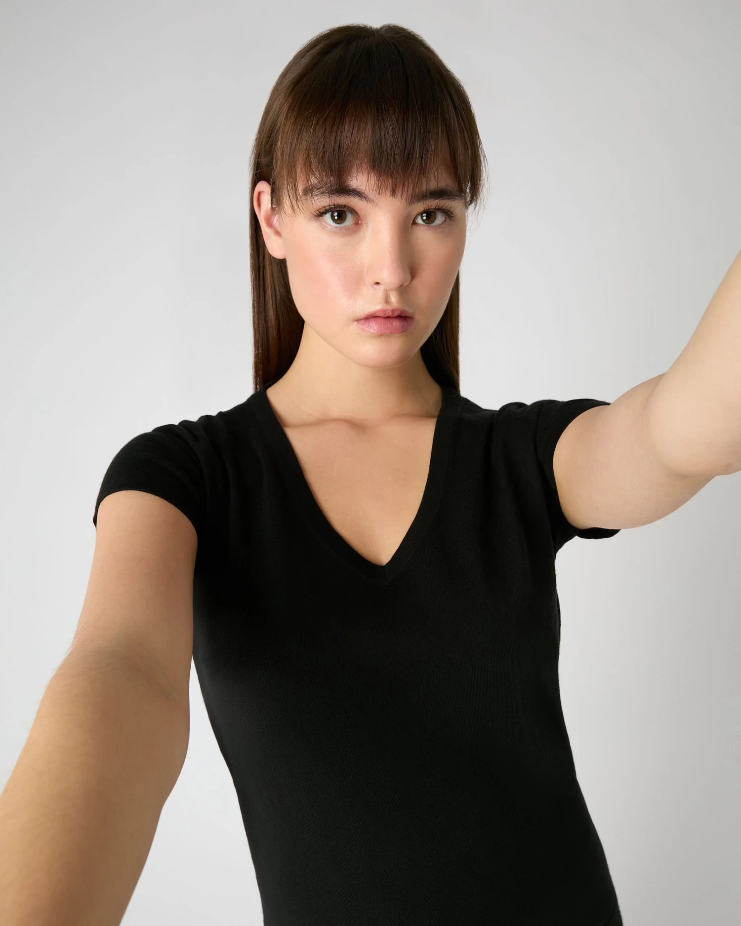 Women's Cotton Cashmere Silk T-Shirt Black 7 Women's Cotton Cashmere Silk T-Shirt Black - Image 5