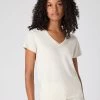 Women's Cotton Cashmere Silk T-Shirt New Ivory White -Cozy Fashion Shop SS24 NPW109270 NIV 1op
