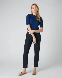 Women's Ruffle Trim Cashmere T-Shirt French Blue -Cozy Fashion Shop SS24 NPW109284 F71 3